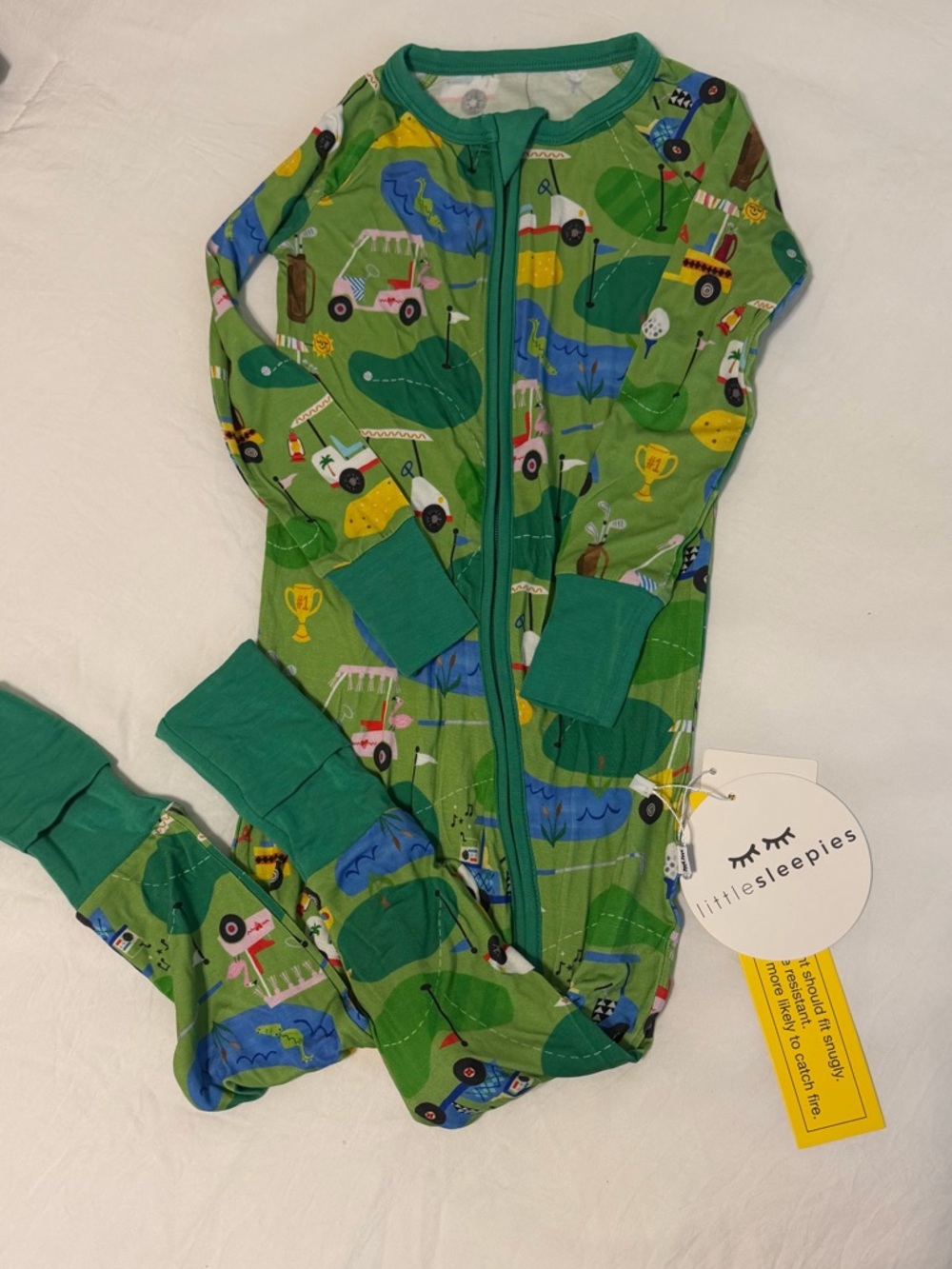 NWT Little Sleepies Fairway Fun Golf Zippy Sz 18-24 M
